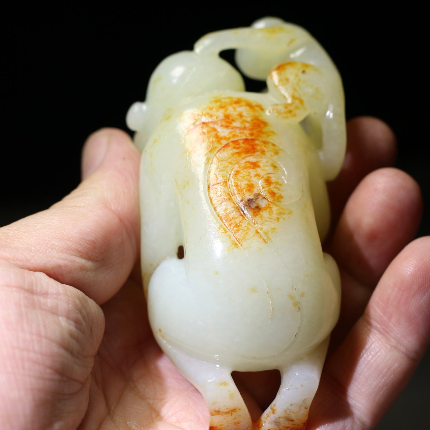 A1475 Superb Chinese Hetian Jade Carved Monkey Pendant
