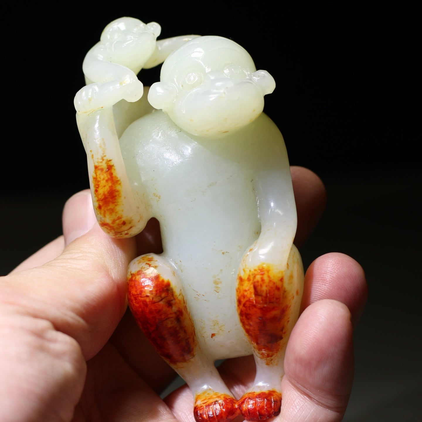 A1475 Superb Chinese Hetian Jade Carved Monkey Pendant