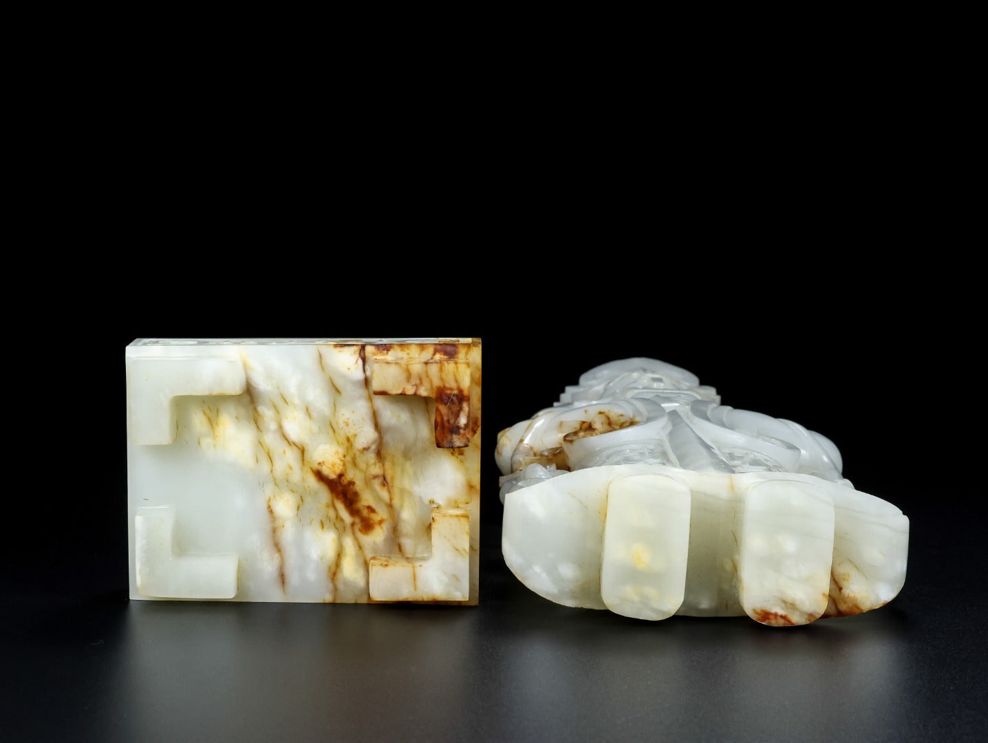 A1482 Superb Chinese Hetian Jade Carved Dragon King Statue