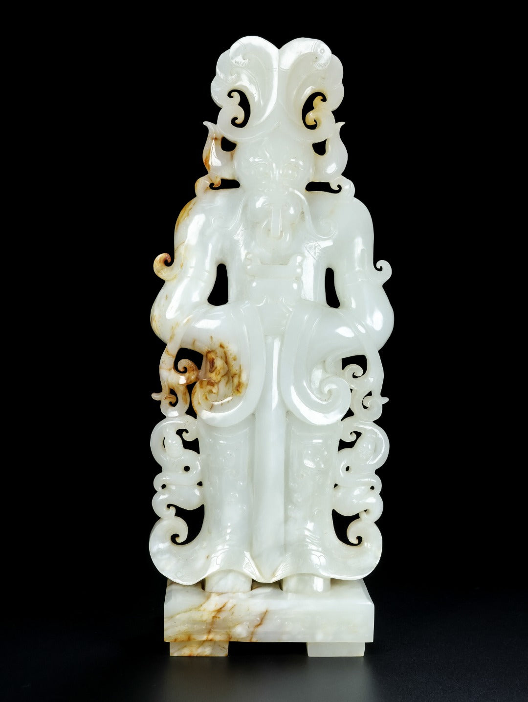 A1482 Superb Chinese Hetian Jade Carved Dragon King Statue