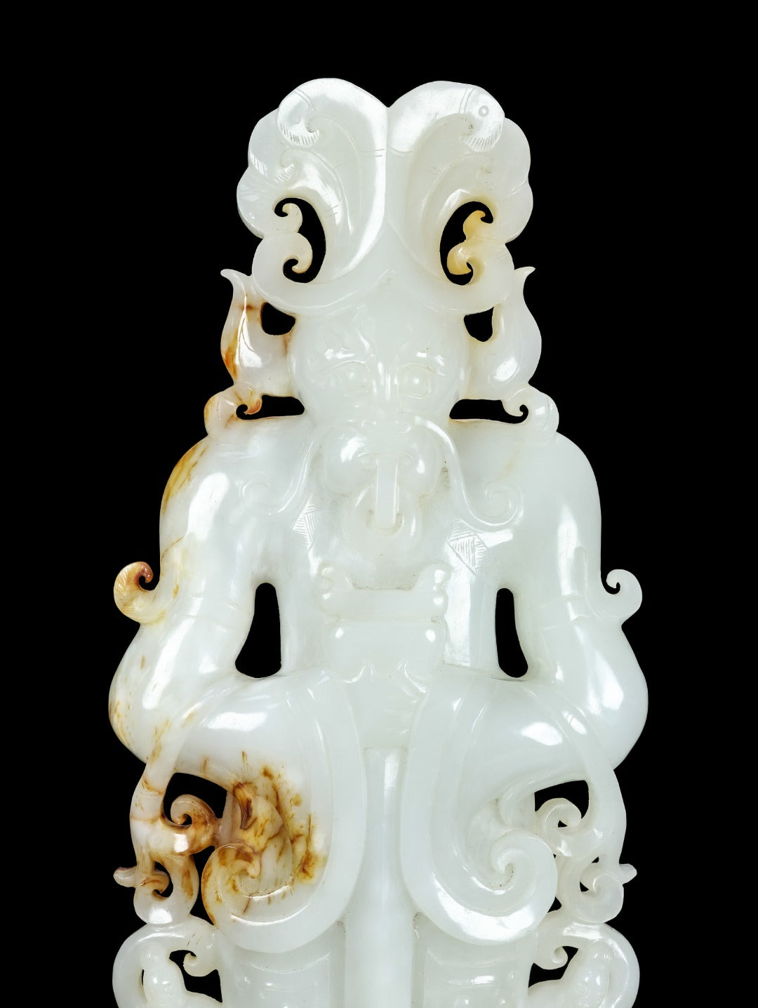 A1482 Superb Chinese Hetian Jade Carved Dragon King Statue
