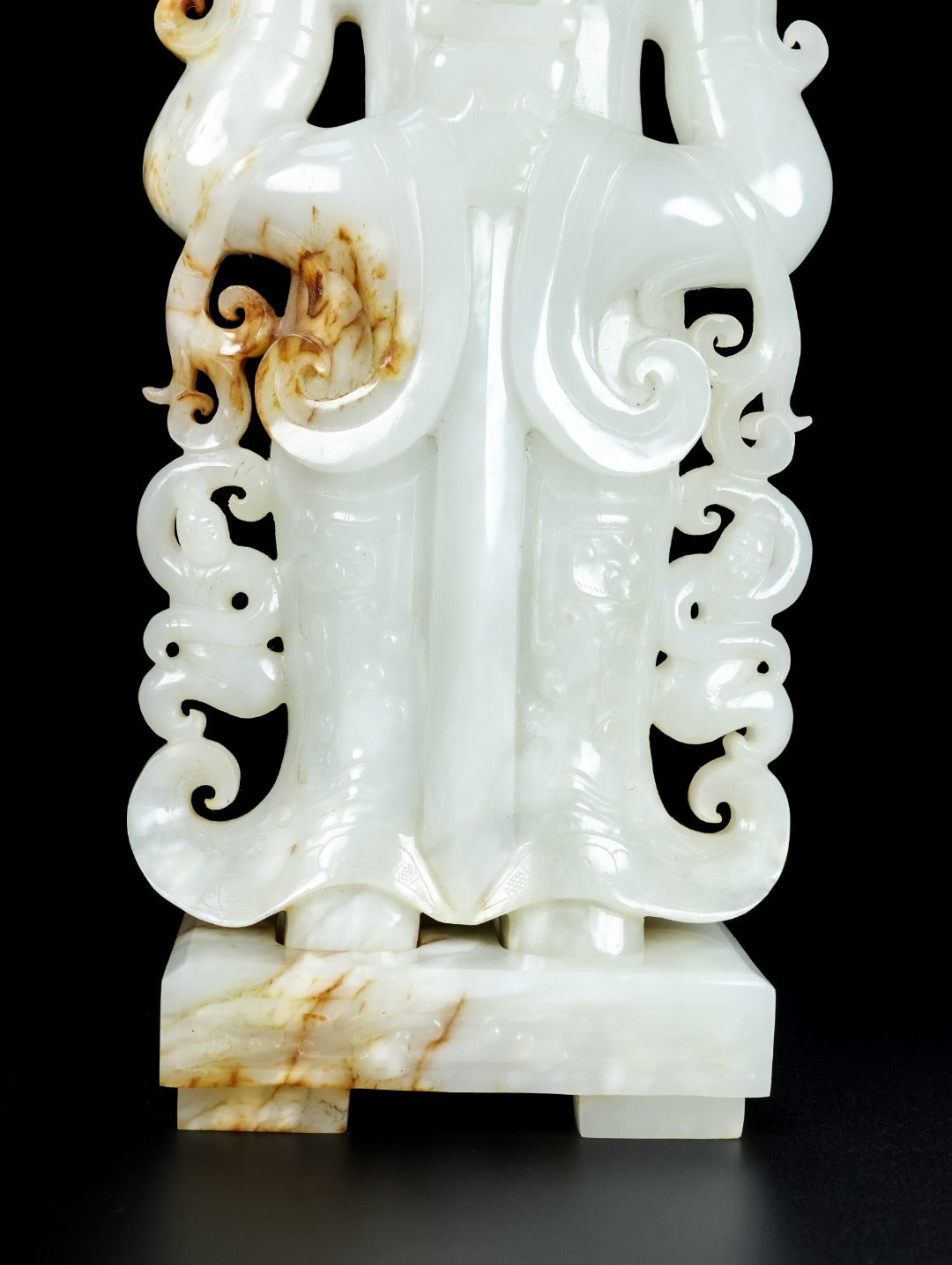 A1482 Superb Chinese Hetian Jade Carved Dragon King Statue