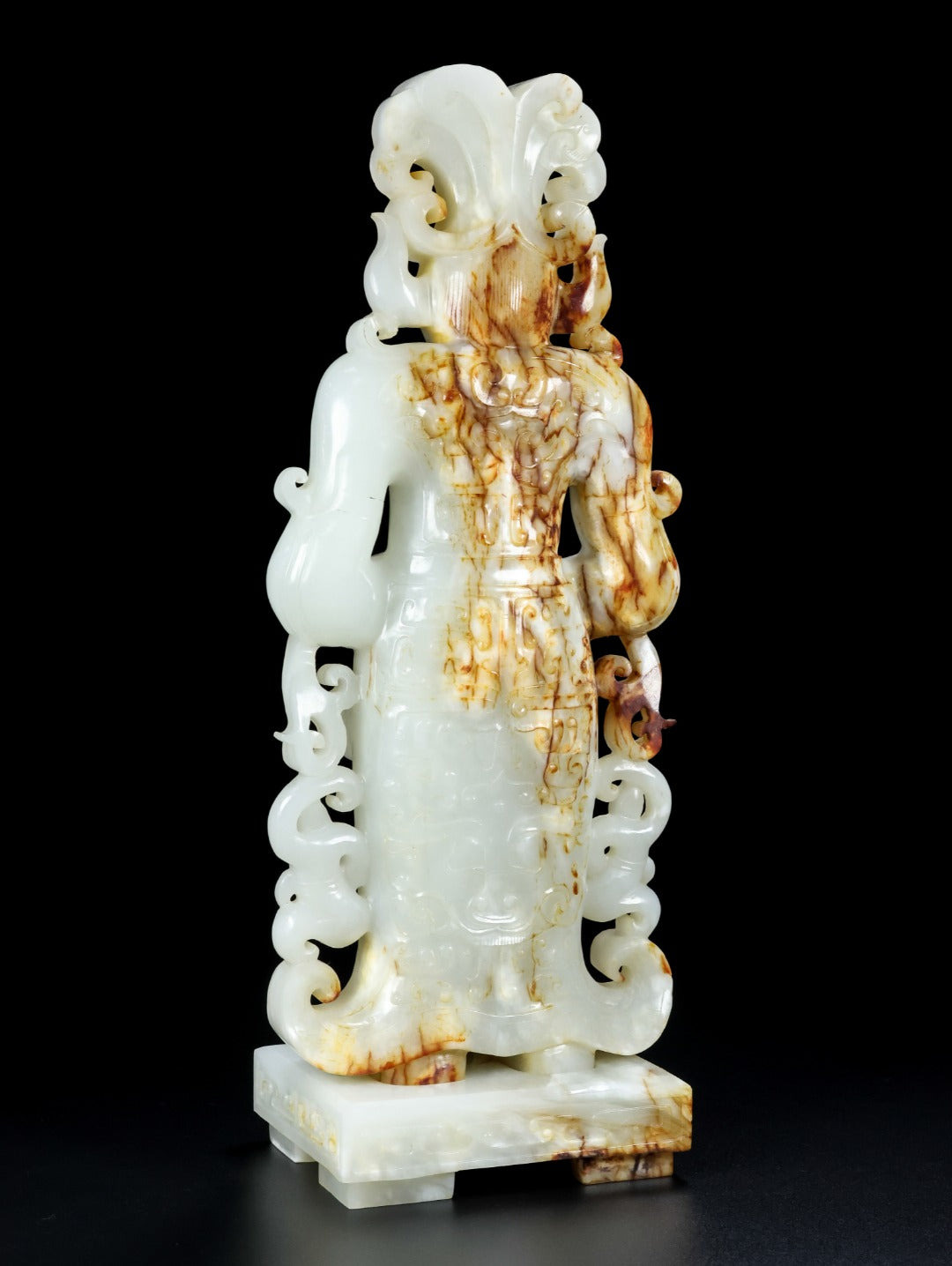 A1482 Superb Chinese Hetian Jade Carved Dragon King Statue
