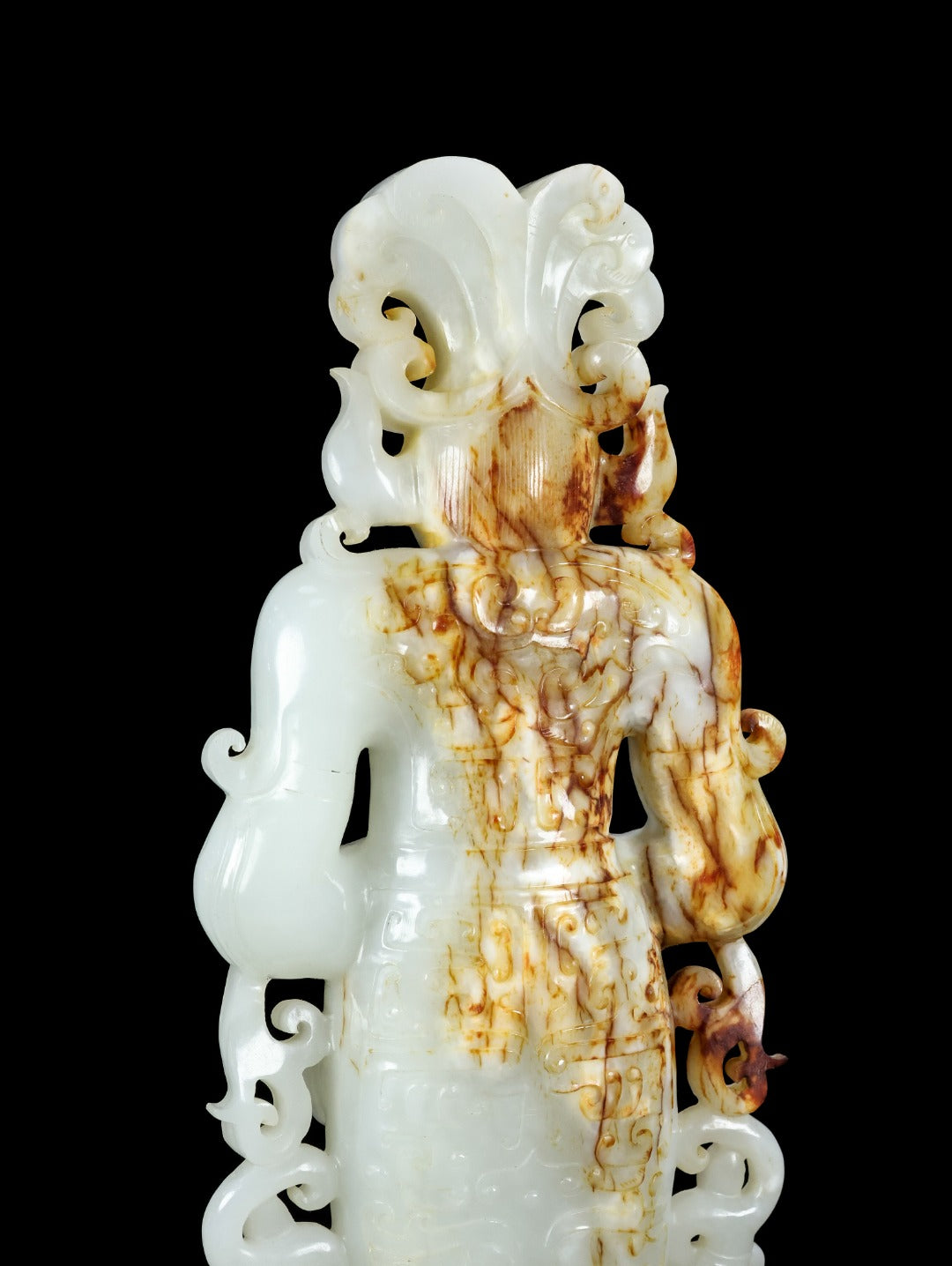 A1482 Superb Chinese Hetian Jade Carved Dragon King Statue