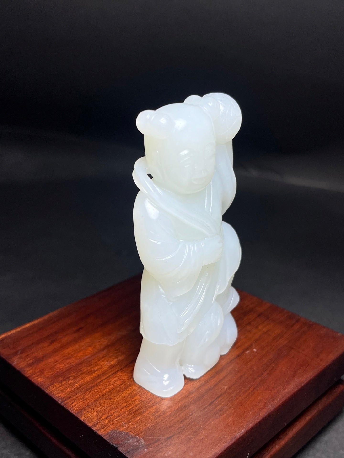 A1503 Superb Chinese White Hetian Jade Carved Kid Pendant/Statue