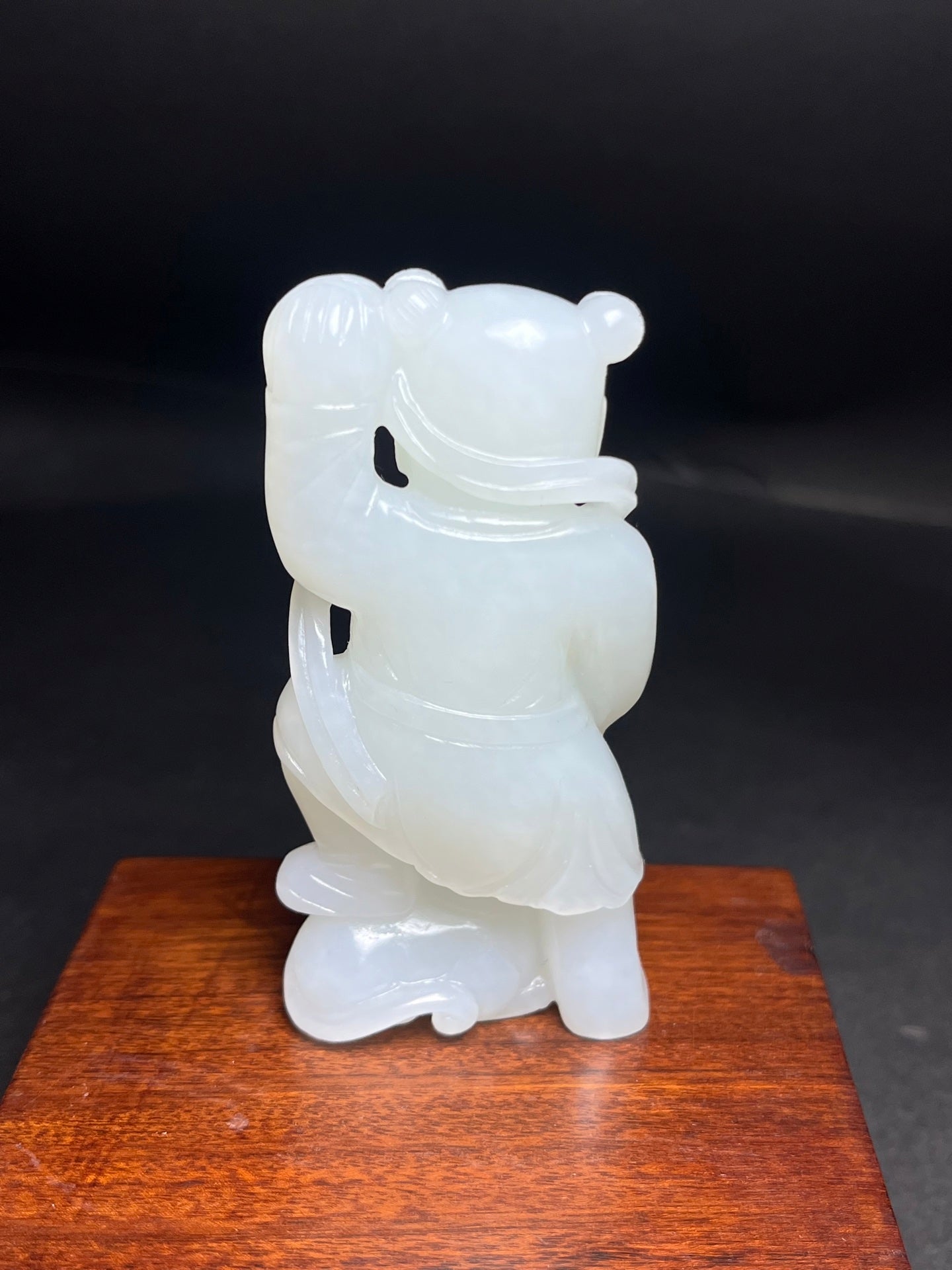 A1503 Superb Chinese White Hetian Jade Carved Kid Pendant/Statue