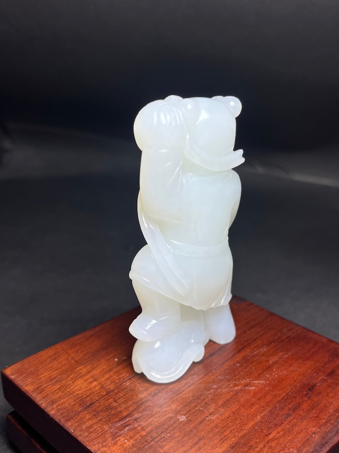 A1503 Superb Chinese White Hetian Jade Carved Kid Pendant/Statue