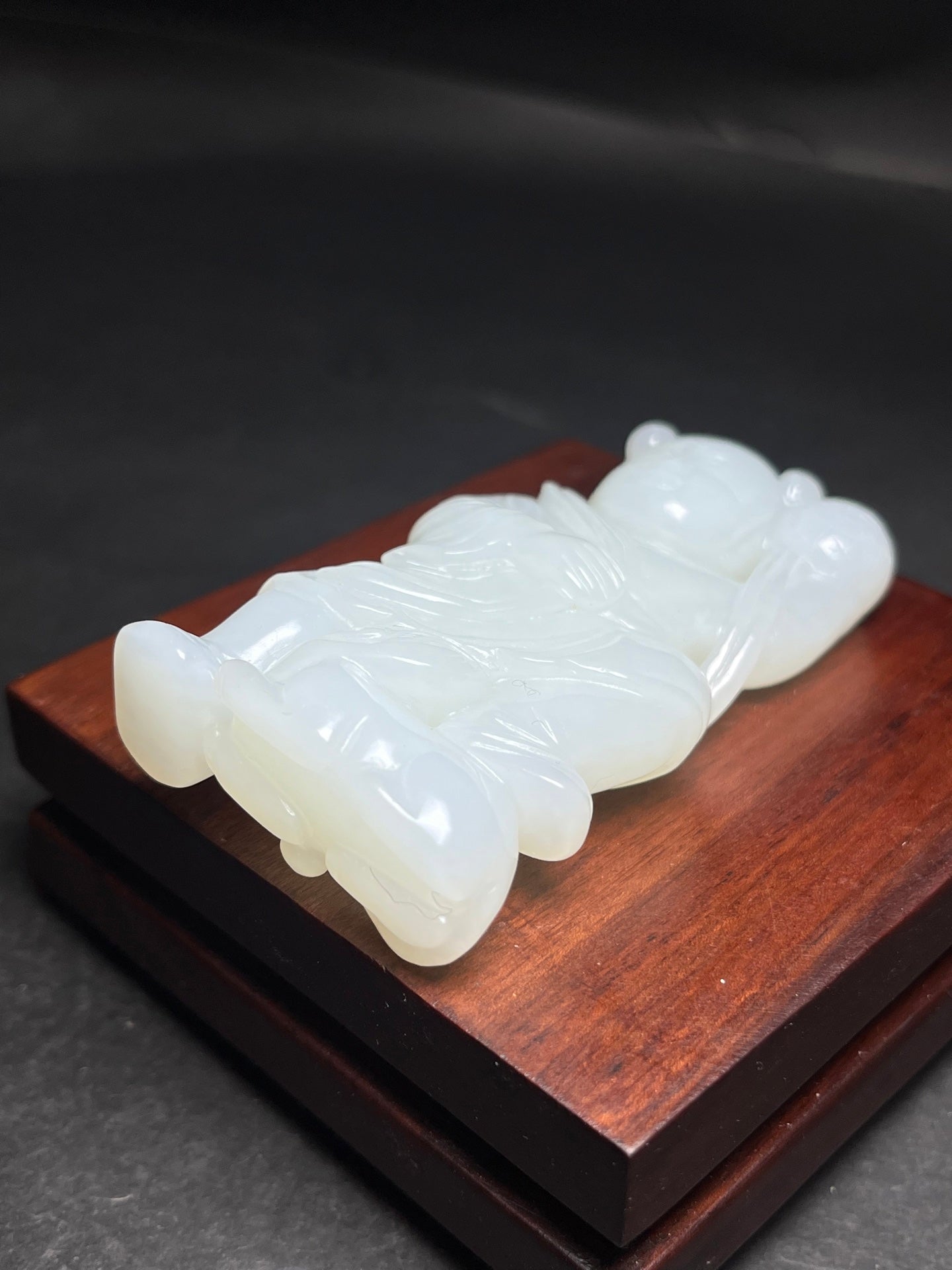 A1503 Superb Chinese White Hetian Jade Carved Kid Pendant/Statue