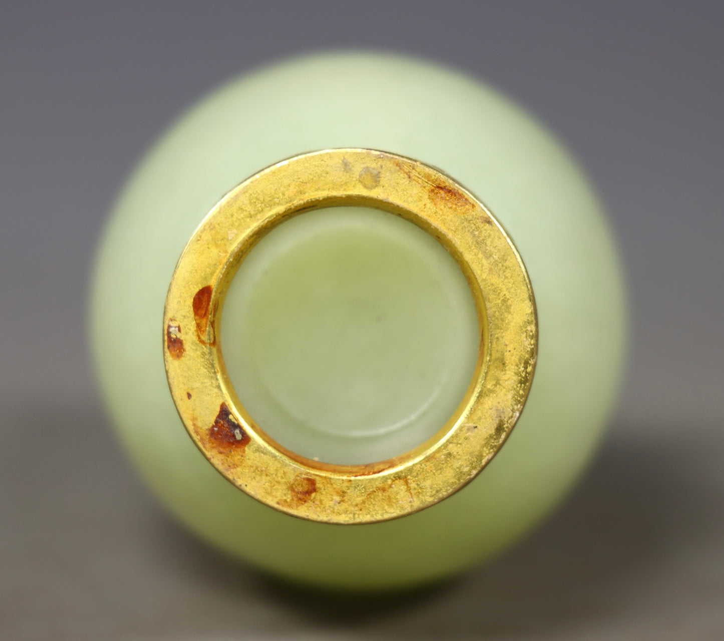 A1514 Chinese Inlaying Gold Edge Hetian Jade Double Ear Vase