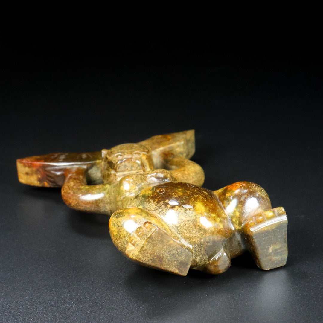 A1517 Vintage Chinese Hetian Jade Carved Bear Jade Bi Staue
