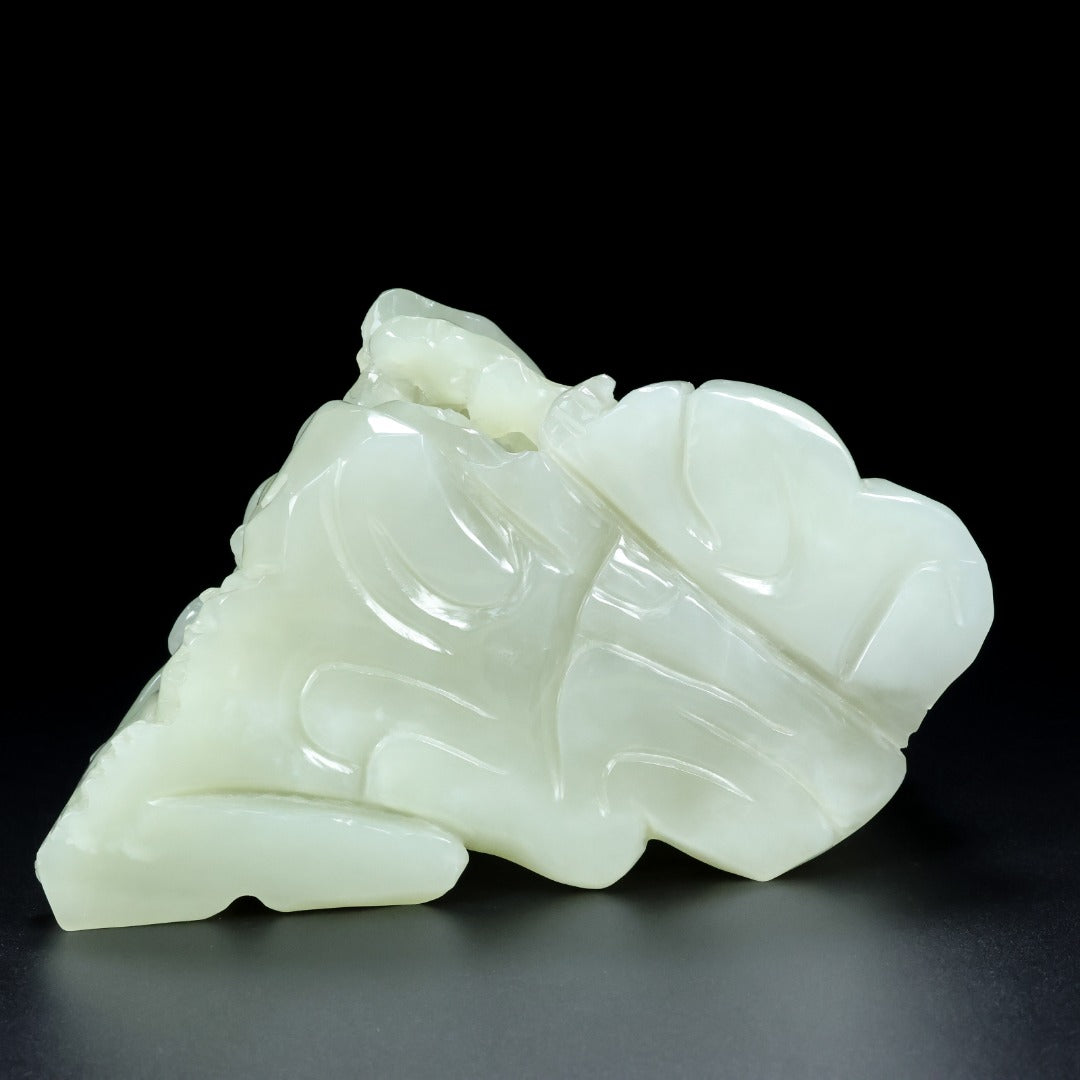 A1521 Superb Chinese Hetian Jade Carved Fortune Deer Statue