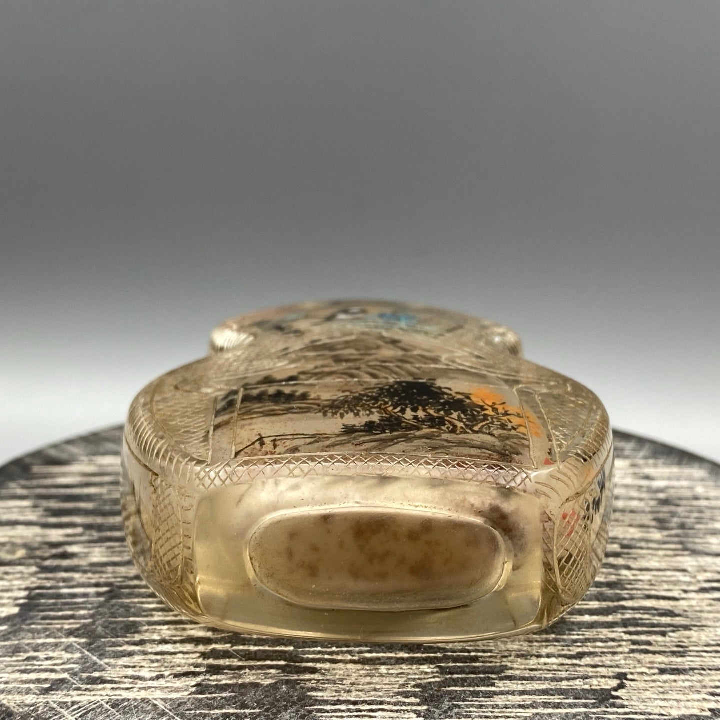 A1543 Old Chinese Crystal Inside Painting Live In Remote Mountains Design Snuff Bottle w Stopper