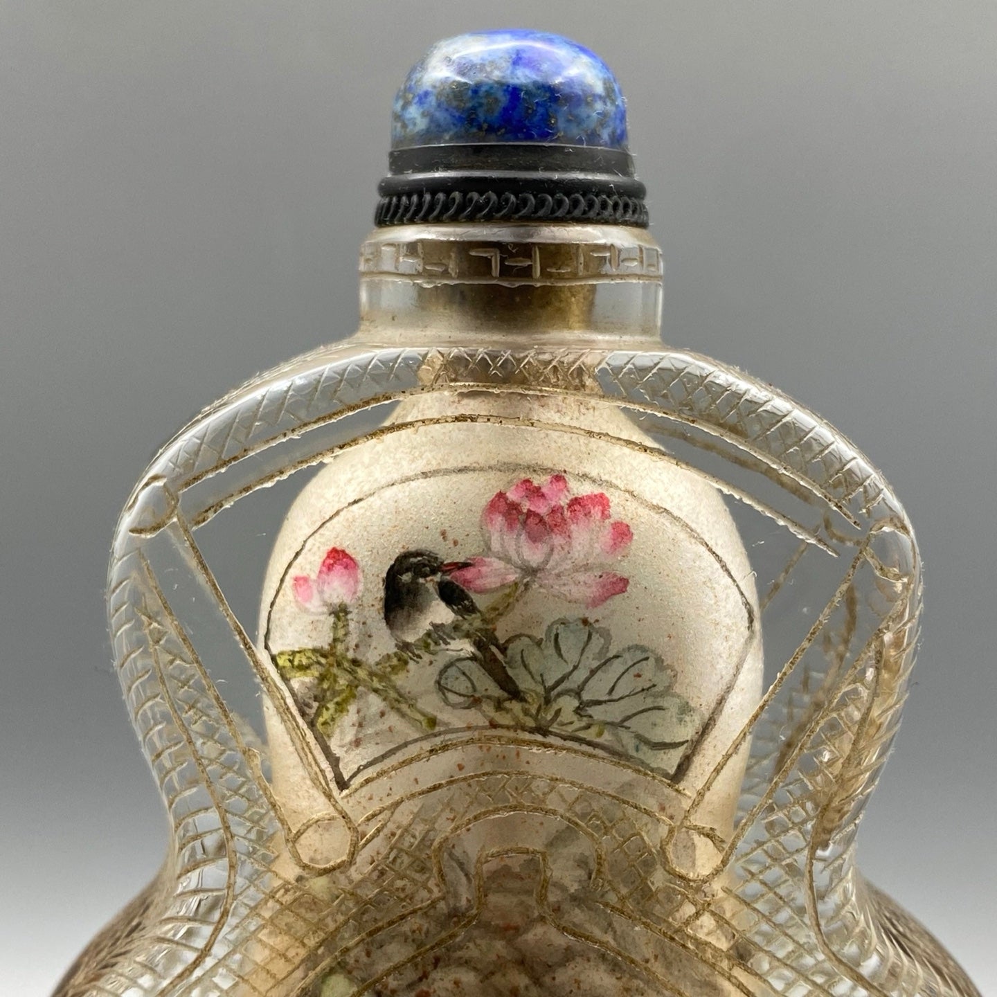 A1543 Old Chinese Crystal Inside Painting Live In Remote Mountains Design Snuff Bottle w Stopper