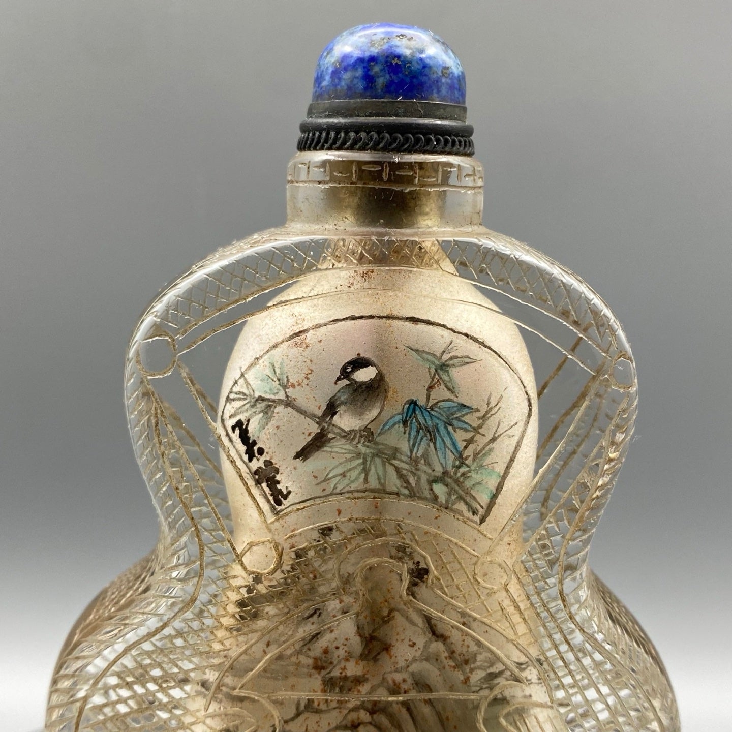 A1543 Old Chinese Crystal Inside Painting Live In Remote Mountains Design Snuff Bottle w Stopper