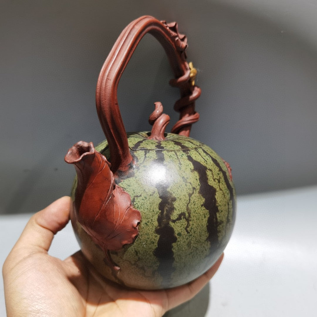 A1585 Chinese Yixing Zisha Watermelon Handle Teapot