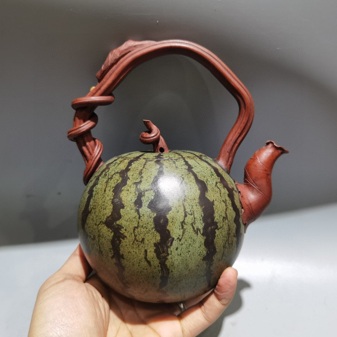 A1585 Chinese Yixing Zisha Watermelon Handle Teapot