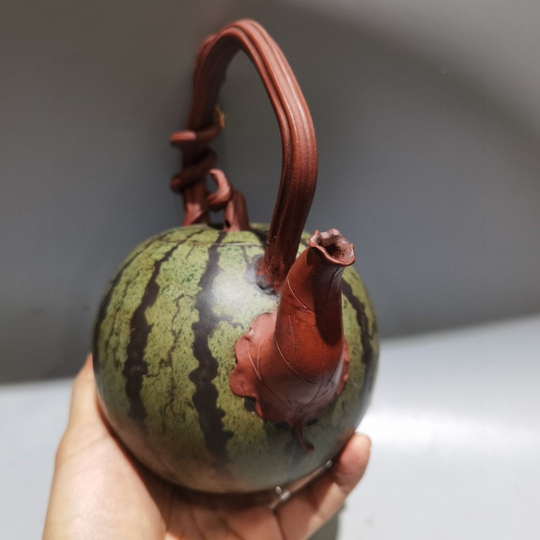 A1585 Chinese Yixing Zisha Watermelon Handle Teapot