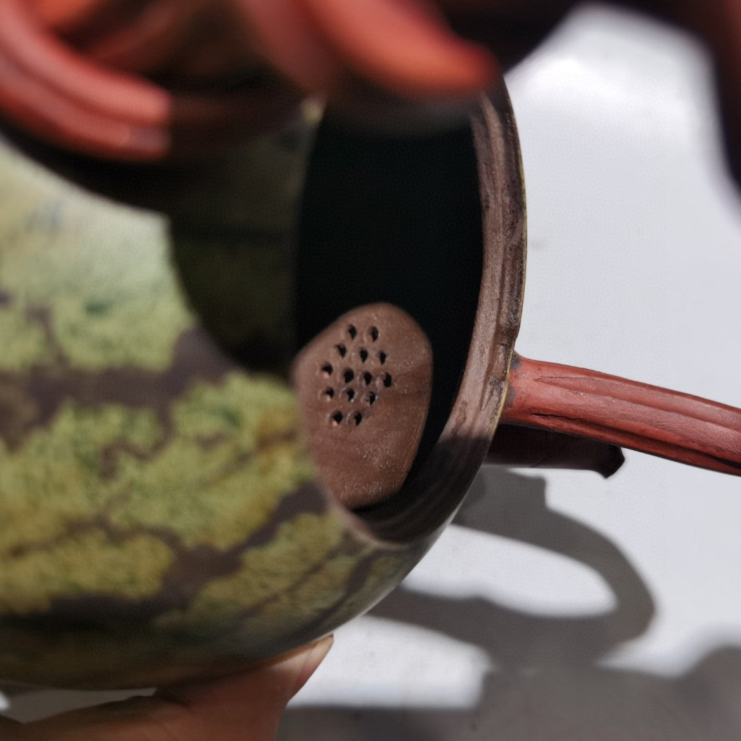A1585 Chinese Yixing Zisha Watermelon Handle Teapot