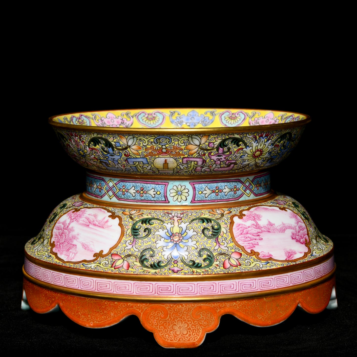 A1592 A Pair Superb Chinese Qing Dynasty Gilt Gold Famille Rose Clouds Dragon Design Porcelain Incense Burner