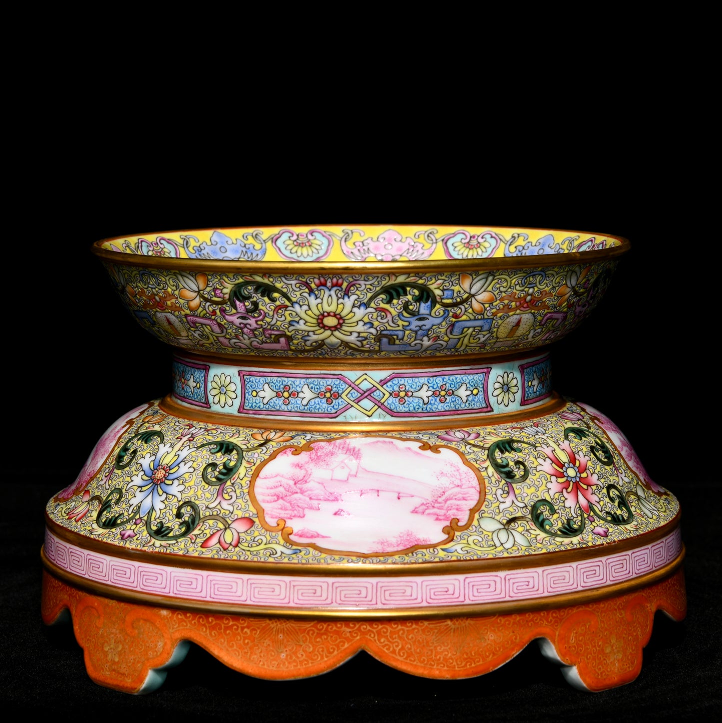 A1592 A Pair Superb Chinese Qing Dynasty Gilt Gold Famille Rose Clouds Dragon Design Porcelain Incense Burner