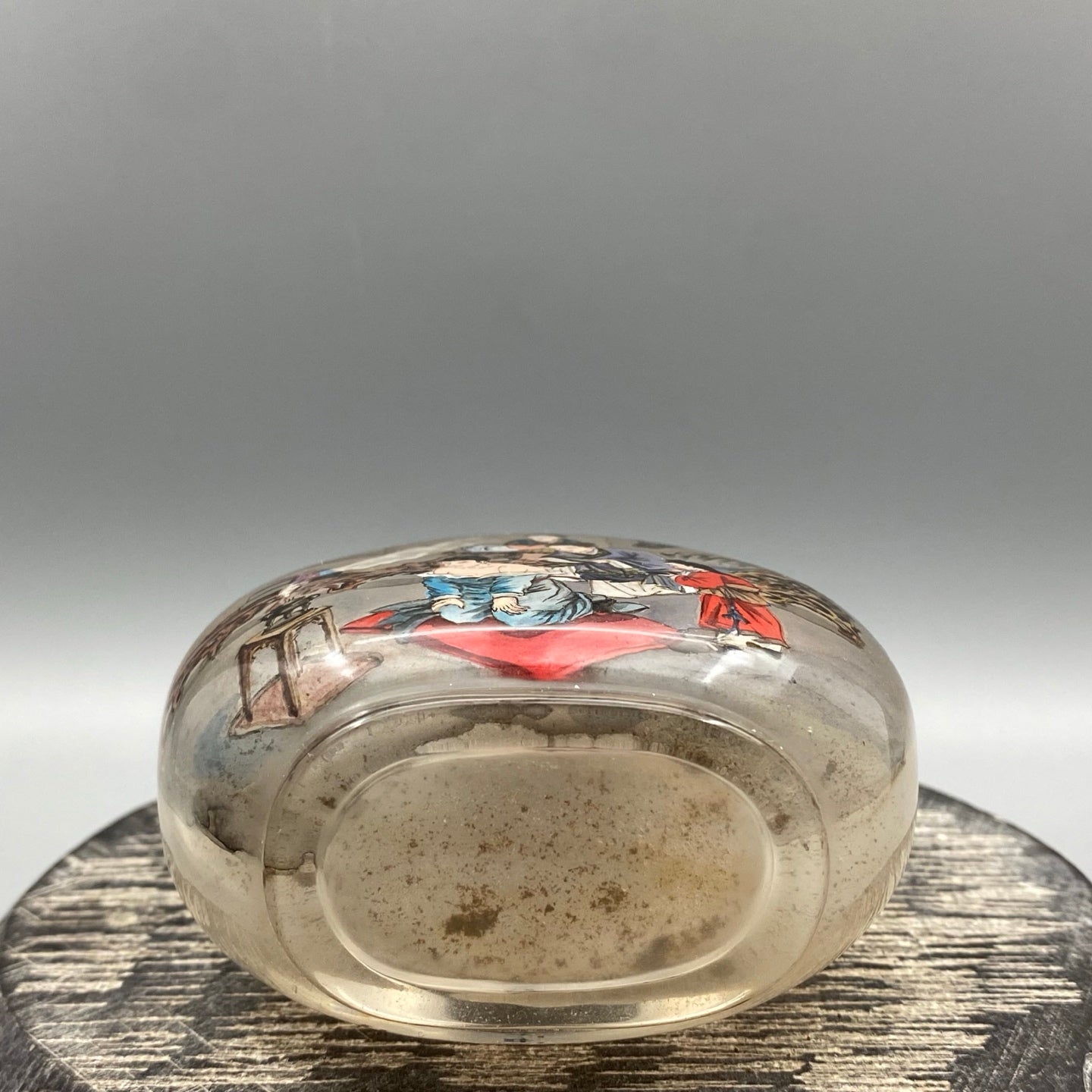 A1629 Old Chinese Peking Glass Inside Painting Figure Design Snuff Bottle w Stopper