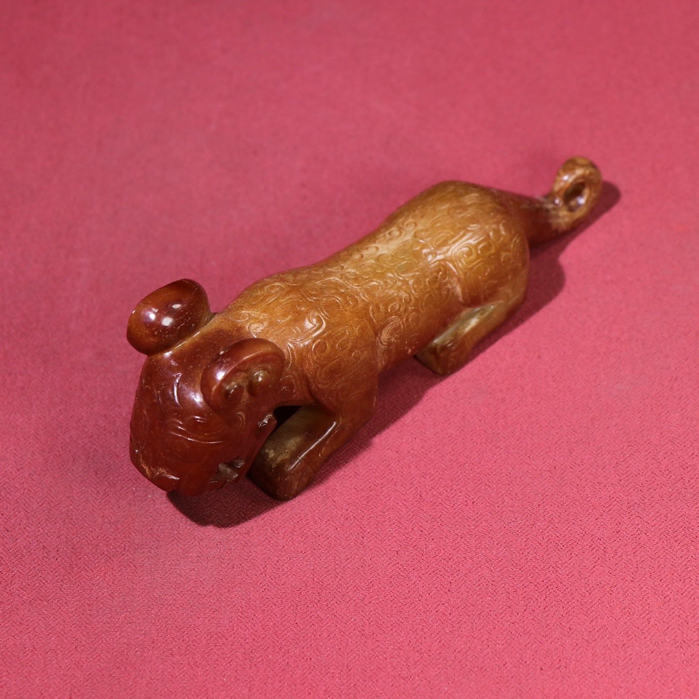 A1634 Superb Old Chinese Hetian Jade Carved Tiger Statue