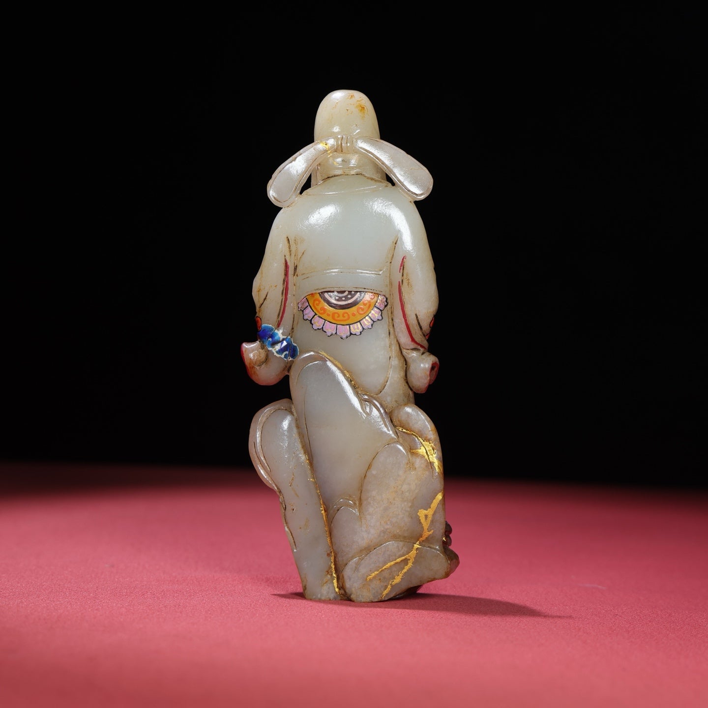 A1642 A Set Chinese Hetian Jade Colored Drawing Eight Taoism Deity Statues
