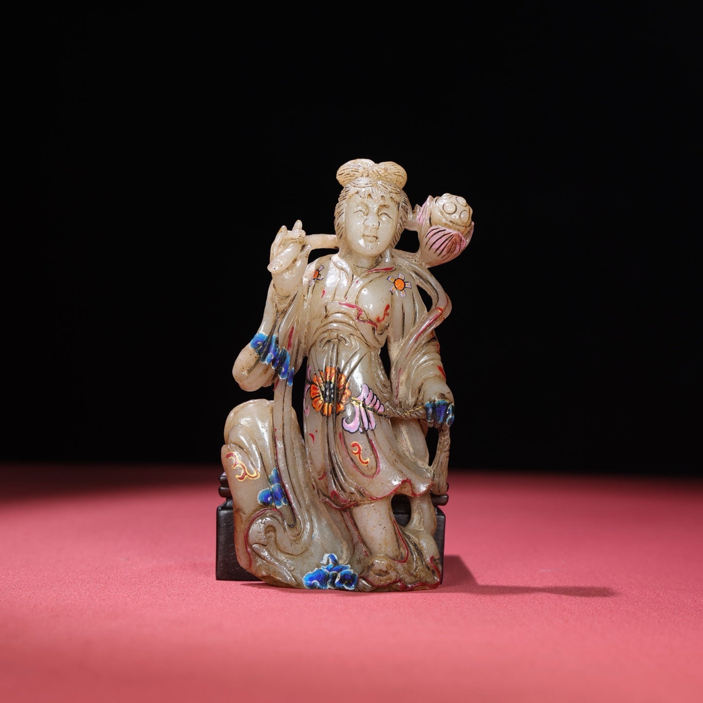 A1642 A Set Chinese Hetian Jade Colored Drawing Eight Taoism Deity Statues