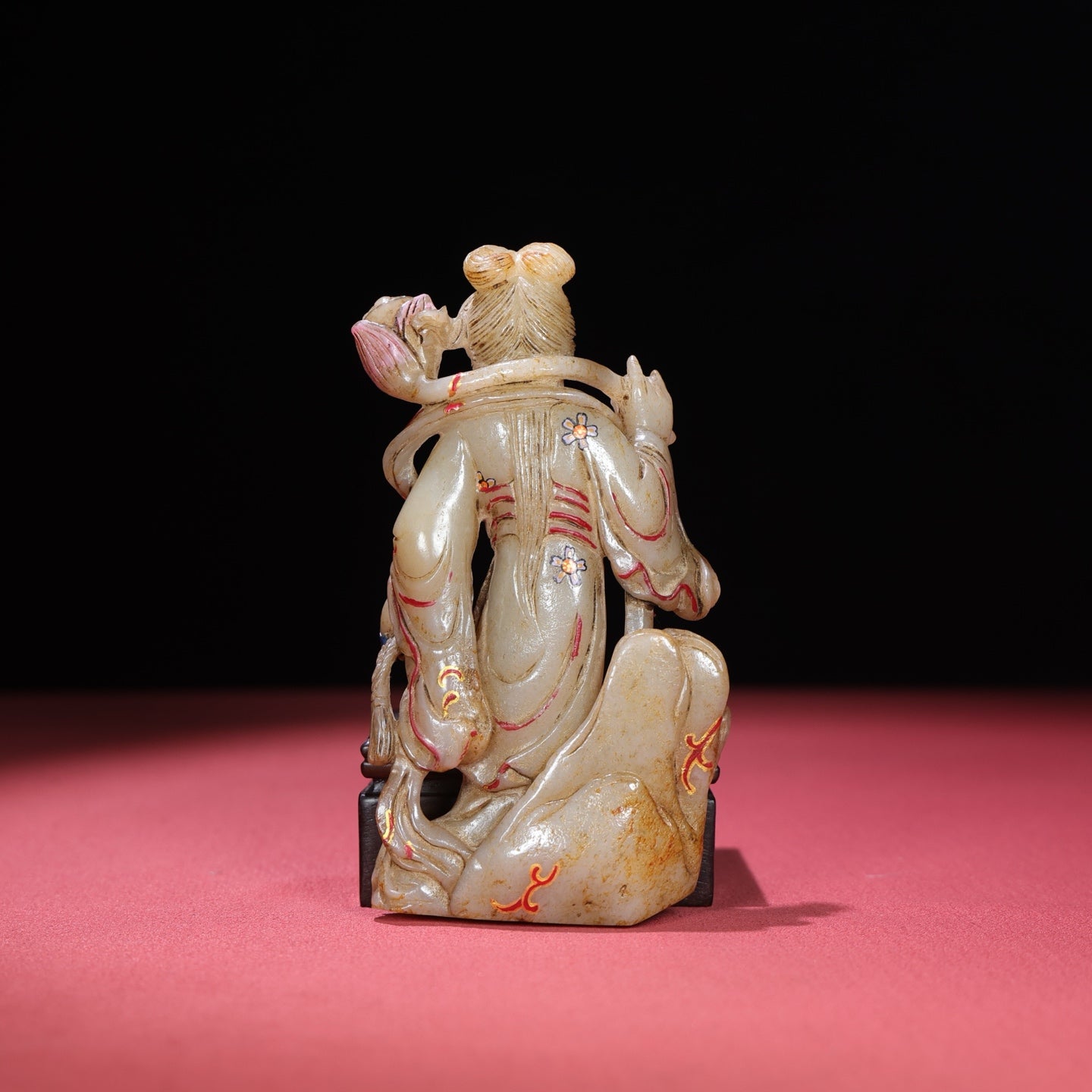 A1642 A Set Chinese Hetian Jade Colored Drawing Eight Taoism Deity Statues