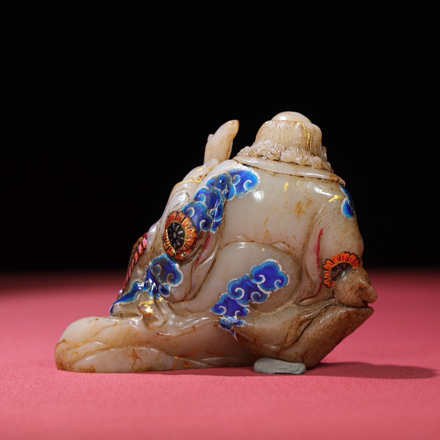 A1642 A Set Chinese Hetian Jade Colored Drawing Eight Taoism Deity Statues