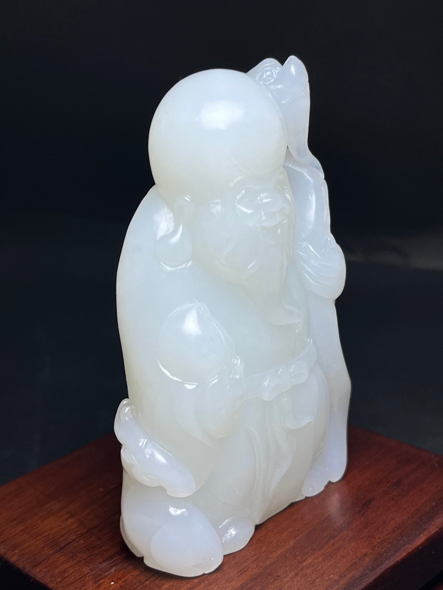 A1646 Superb Chinese Hetian Jade Carved Longevity Taoism Deity Statue