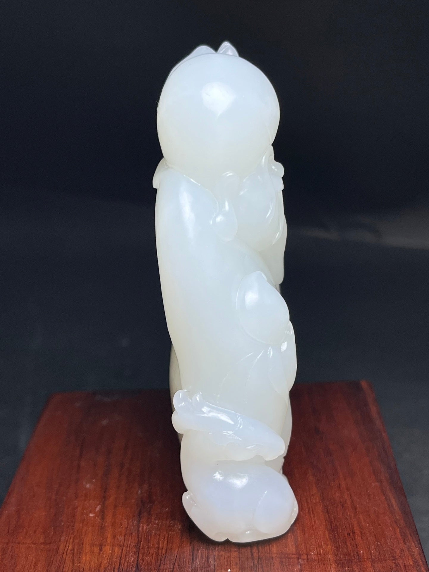 A1646 Superb Chinese Hetian Jade Carved Longevity Taoism Deity Statue