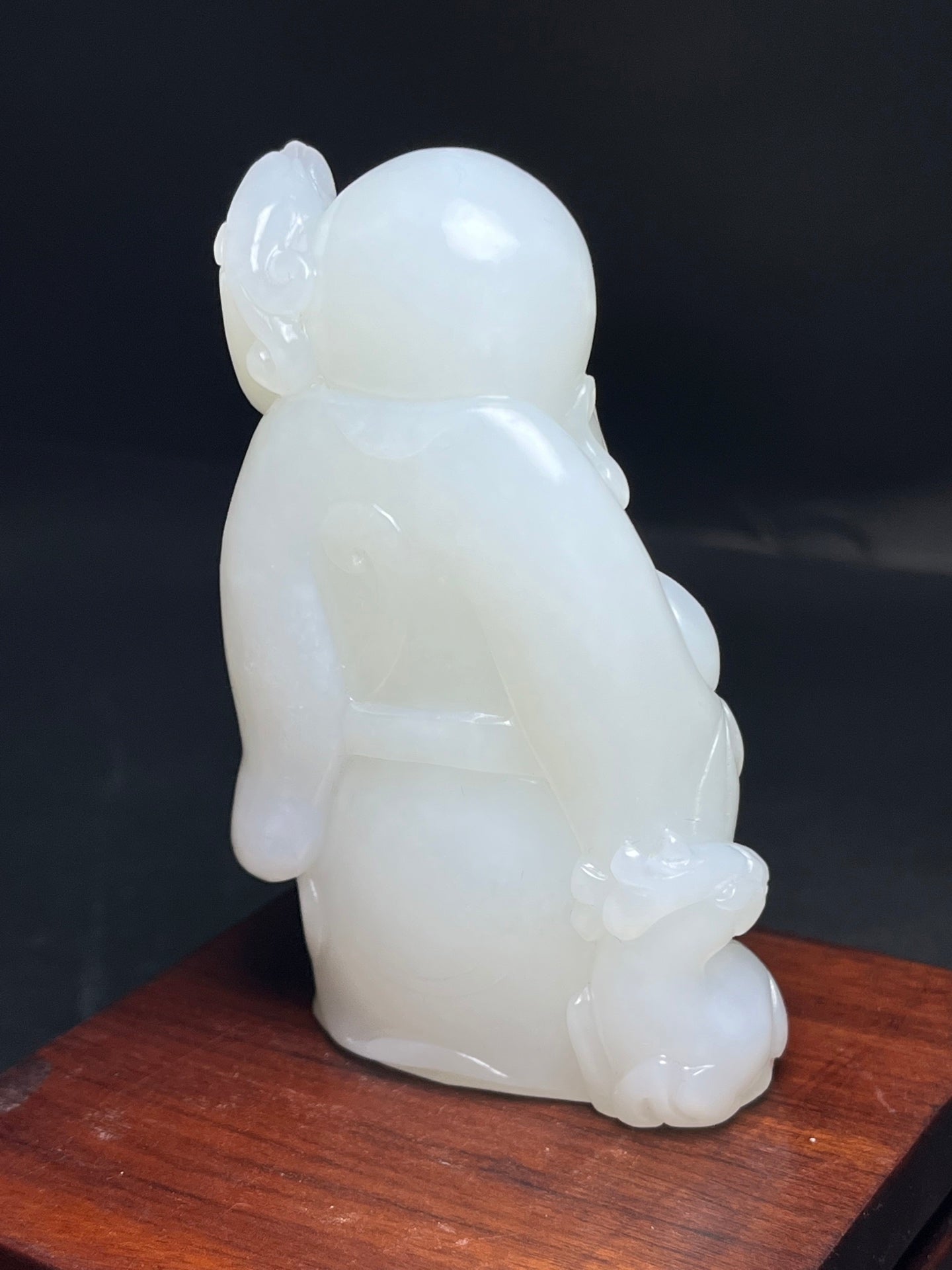 A1646 Superb Chinese Hetian Jade Carved Longevity Taoism Deity Statue