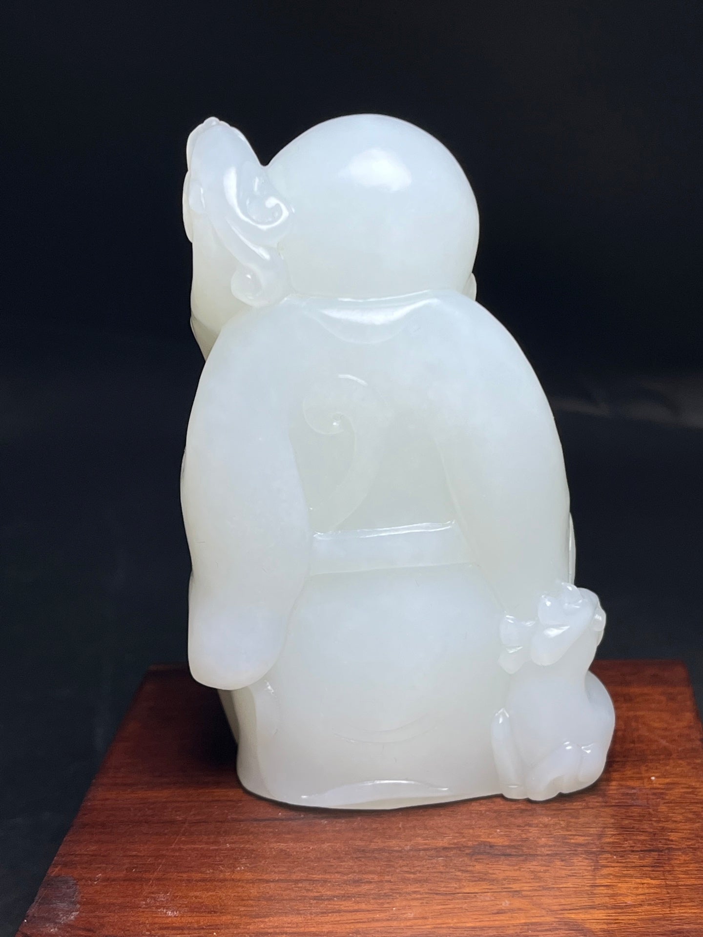 A1646 Superb Chinese Hetian Jade Carved Longevity Taoism Deity Statue