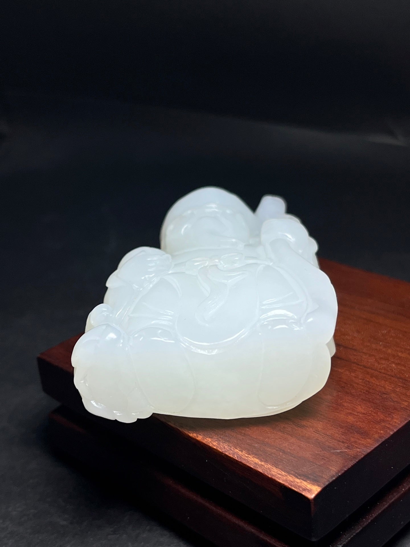 A1646 Superb Chinese Hetian Jade Carved Longevity Taoism Deity Statue