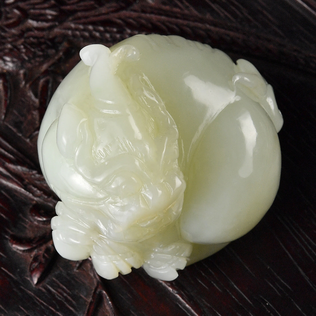 A1649 Superb Chinese Hetian Jade Carved Fortune Pixiu Statue w Certificate