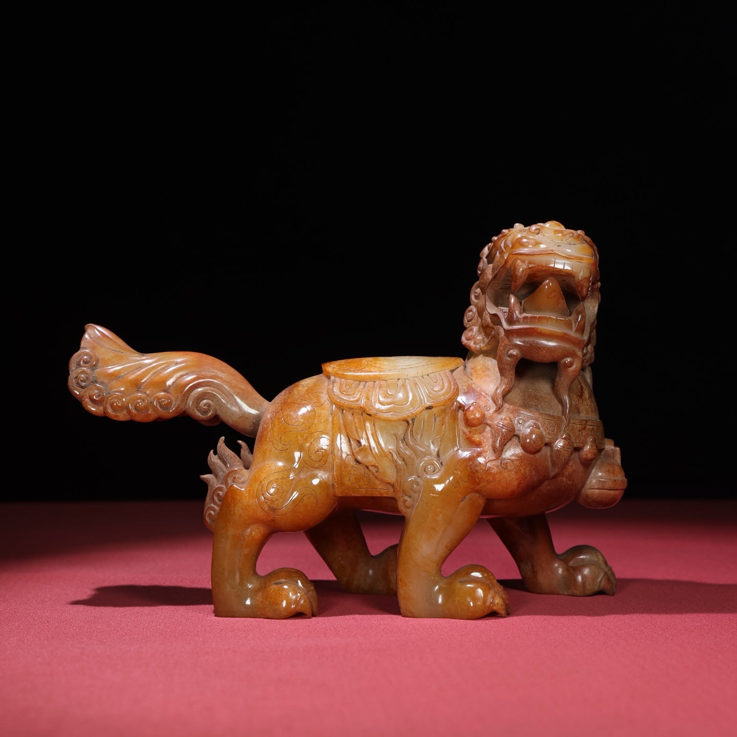 A1657 Superb Vintage Chinese Hetian Jade Carved Fortune Lion Statues