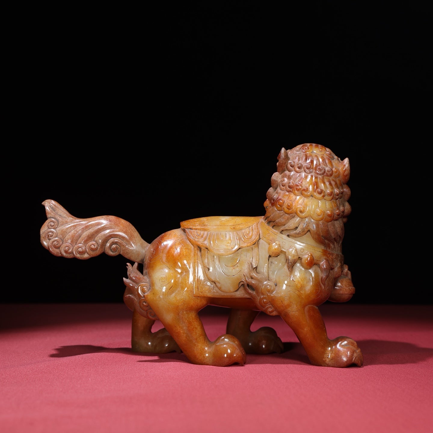 A1657 Superb Vintage Chinese Hetian Jade Carved Fortune Lion Statues