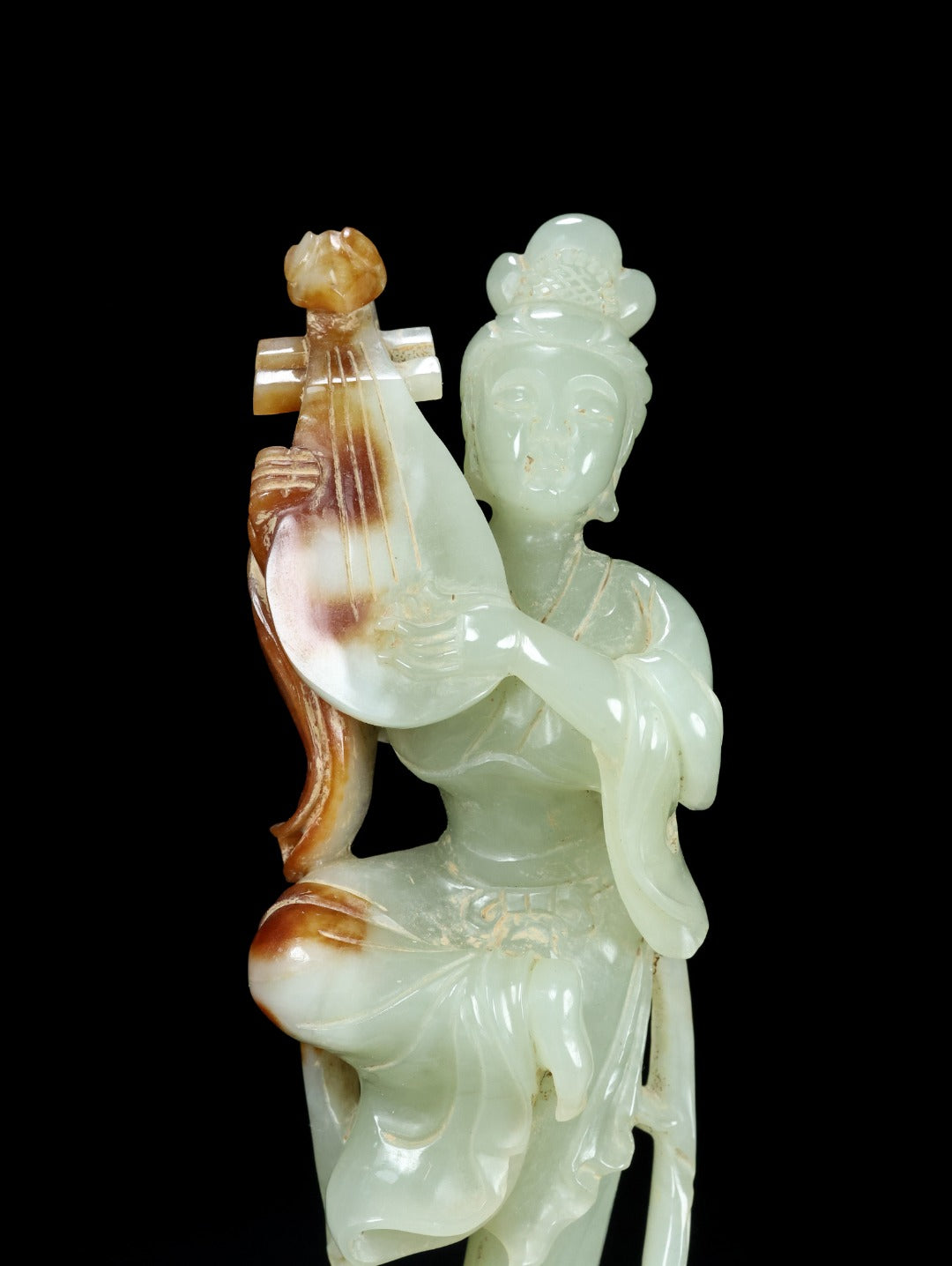 A1663 Superb Chinese Hetian Jade Carved Beautiful Woman Statue