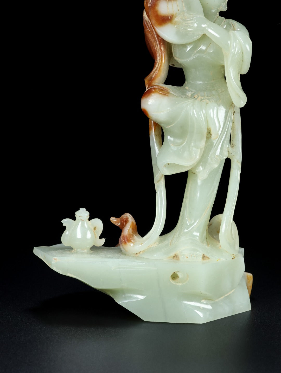 A1663 Superb Chinese Hetian Jade Carved Beautiful Woman Statue