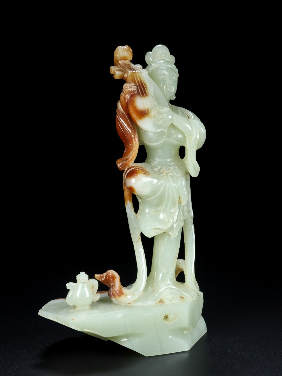 A1663 Superb Chinese Hetian Jade Carved Beautiful Woman Statue