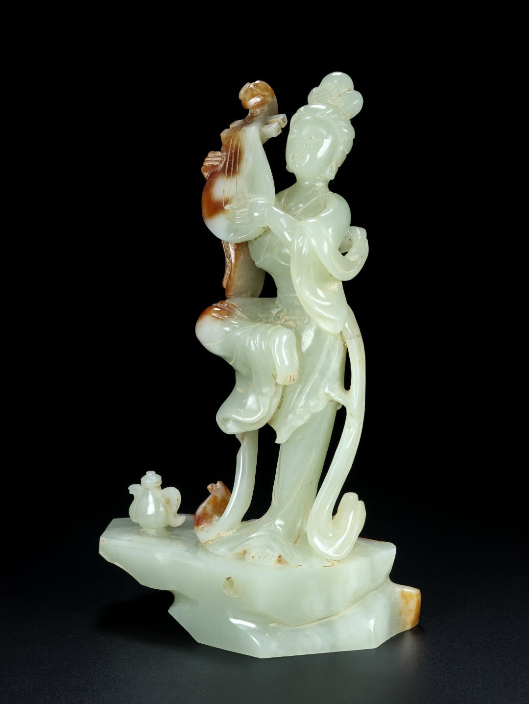 A1663 Superb Chinese Hetian Jade Carved Beautiful Woman Statue
