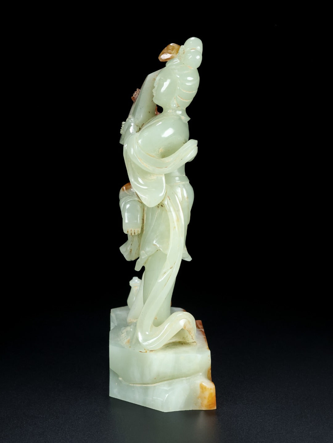A1663 Superb Chinese Hetian Jade Carved Beautiful Woman Statue