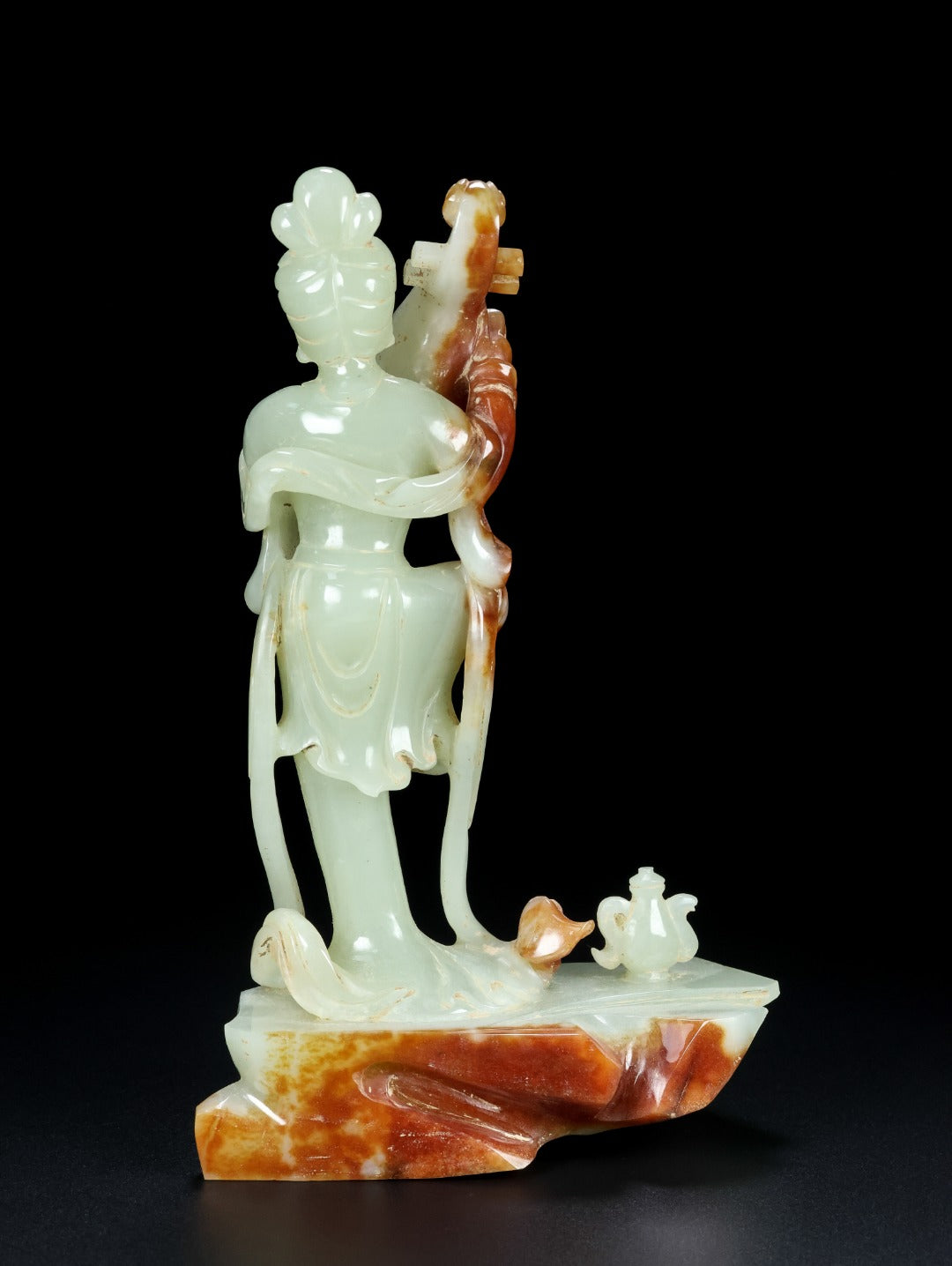 A1663 Superb Chinese Hetian Jade Carved Beautiful Woman Statue