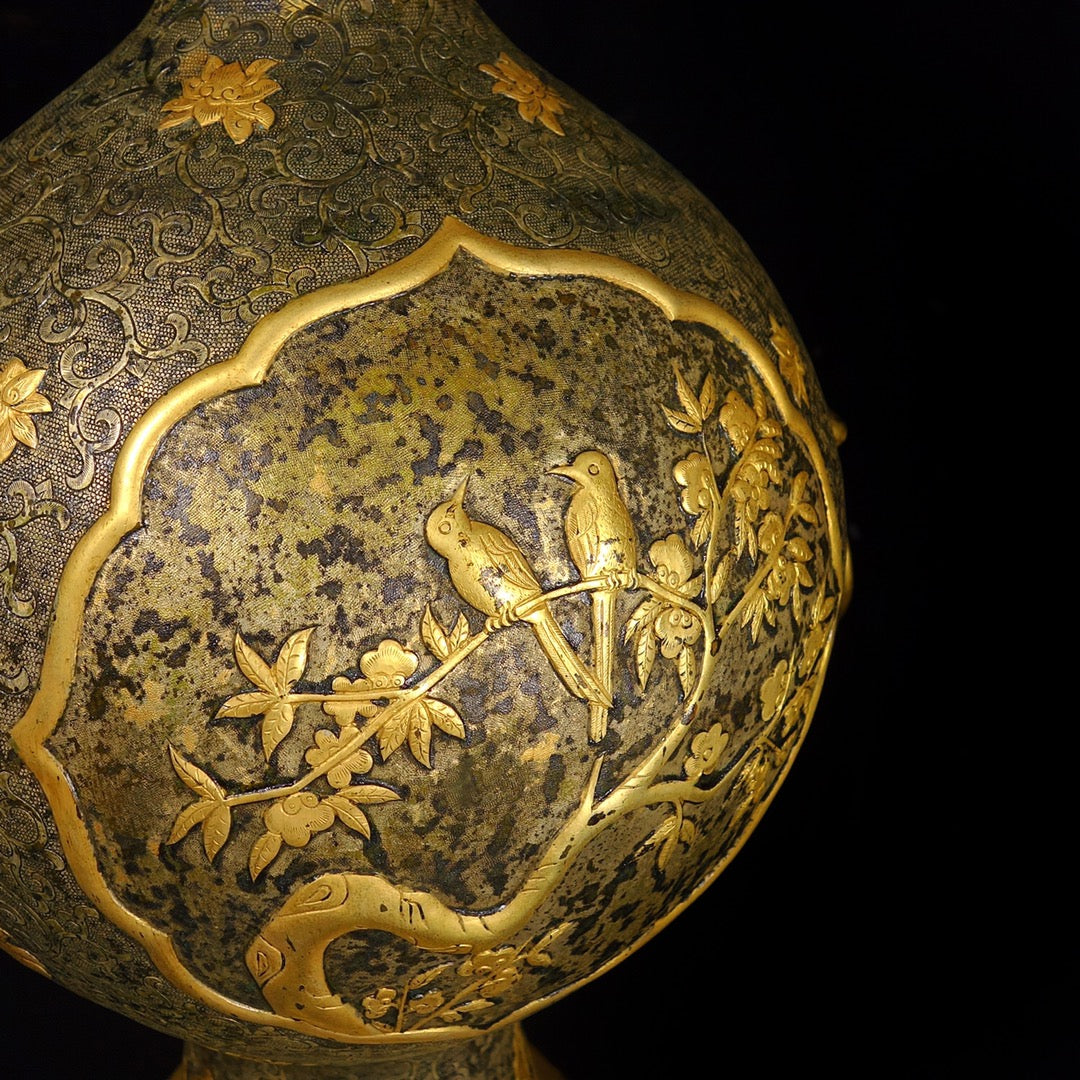 A1668 A Set Chinese Gilt Gold Copper Fortune Dragon Statues