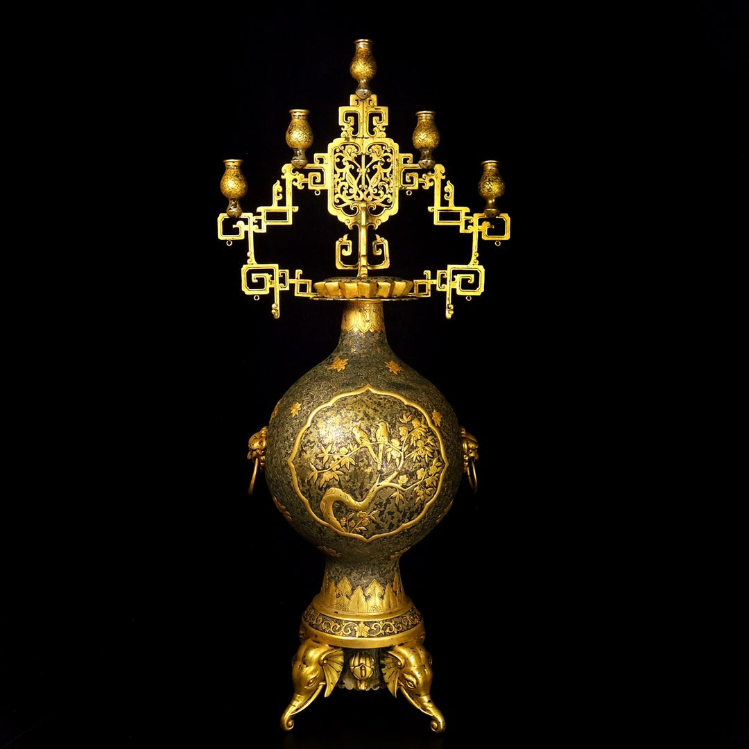 A1668 A Set Chinese Gilt Gold Copper Fortune Dragon Statues