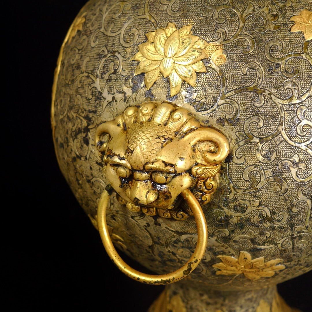 A1668 A Set Chinese Gilt Gold Copper Fortune Dragon Statues