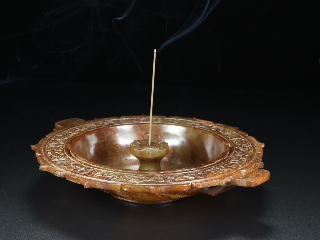 A1669 Vintage Chinese Hetian Jade Incense Burning Tool