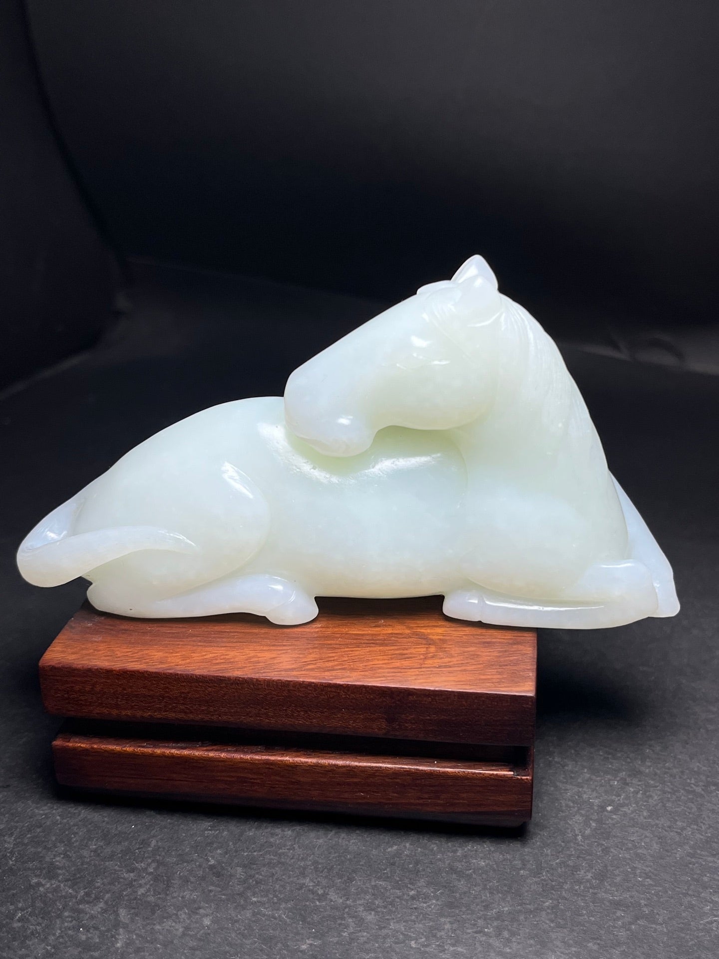 A1671 Superb Chinese White Hetian Jade Carved Fortune Horse Statue