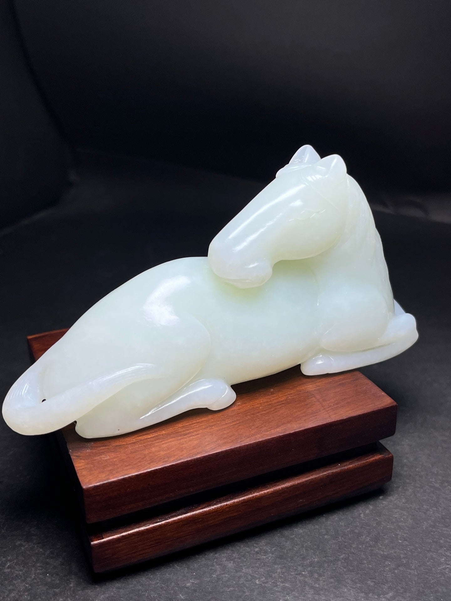 A1671 Superb Chinese White Hetian Jade Carved Fortune Horse Statue